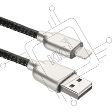 Кабель USB ACD-Allure Lightning ~ USB-A Кожа, 1м, черный (ACD-U926-P5B)