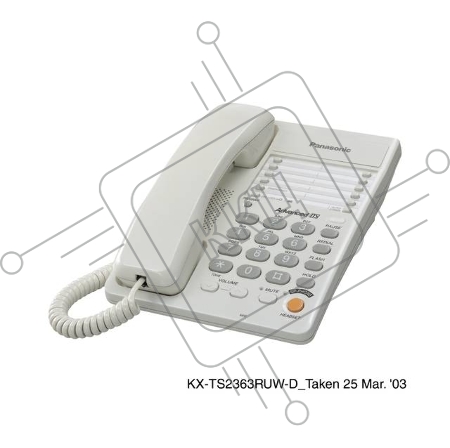 Телефон Panasonic KX-TS2363RUW (белый) {однокноп.набор 20 ном., спикерфон, автодозвон}