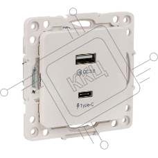 Розетка с 2 USB type A+C PROxima Стокгольм Белый
