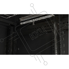 Шкаф серверный Hyperline (TTBR-4262-DD-RAL9004) напольный 42U 600x1200мм пер.дв.перфор.2ств. задн.дв.перфор.2-хст. 2 бок.пан. 800кг черный 1110мм IP20 сталь