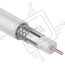 Кабель коаксиальный REXANT RG-6U, 75 Ом, CCS/Al/Al, 64%, бухта 100 м, белый