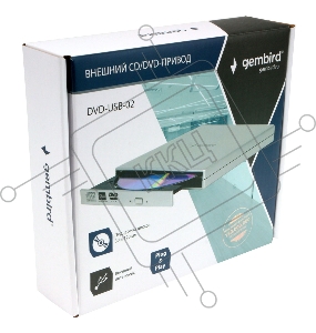 Внешний DVD-привод с интерфейсом USB 2.0 Gembird DVD-USB-02-SV пластик, серебро
