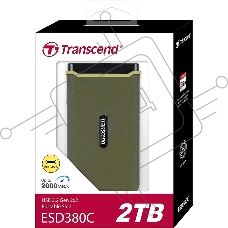 Внешний SSD Transcend Portable SSD ESD380C, 2000GB, Type-C, USB 3.2 Gen2, R/W 2000/2000MB/s, 97x54x13мм, два кабеля в комплекте (3 года)