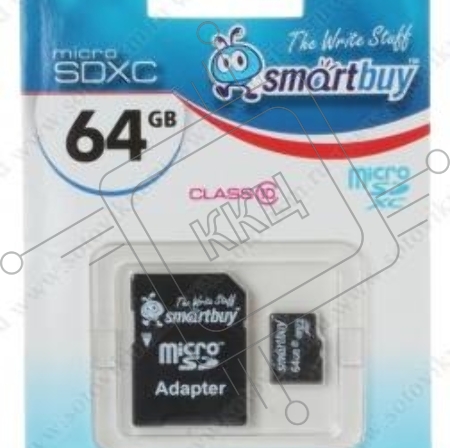 флэш-карта SMARTBUY MicroSDHC 64GB Class10 + адаптер(Карта памяти SmartBuy microSDHC 64Gb Class 10 SB64GBSDCL10-01 + adapter; SB64GBSDCL10-01; Черный)