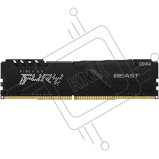 Оперативная память Kingston Fury Beast, DDR4, 16GB (1x16GB), 3200MHz, CL16, с радиатором, чёрный