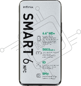 Смартфон Infinix Smart 6 X6511 32Gb 2Gb черный моноблок 3G 4G 2Sim 6.6