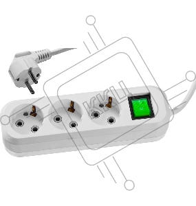 Удлинитель СИБИН электрический, ПВС сечение 0,75кв мм, 3 гнезда, макс мощн 2200Вт, 2м, заземление, выключатель