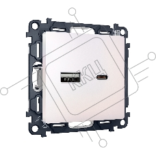 Комплект механизма розетки ALFA Жемчуг 2USB A+C 20W (быстрая зарядка) QUANT (AP2110, VM177) MA211010