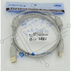 Кабель USB 2.0 Gold 2/Core Am-Bm /Экран 2x ферритовых фильтра 1.8м