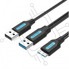 Кабель Vention USB 3.0 AM/micro B, USB 2.0 AM - 1м