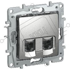 IEKETIKA Розетка компьютерная двойная RJ45 категория 5Е UTP 6724551 алюминий