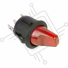 Выключатель клавишный круглый 12V 16А (3с) ON-OFF красный  с подсветкой  REXANT