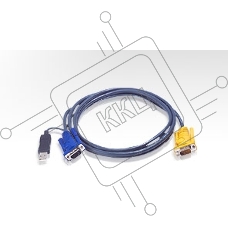 Шнур ATEN, мон., клав.+мышь USB, SPHD15=>HD DB15+USB A-Тип, Male-2xMale, 8+4 проводов, опрессованный, 5 метр., черный Intelligent cable HDB15m/USBAM 5M