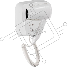 Фен для волос Puff-1200B 1405.002 1.2кВт белый с доп. розеткой