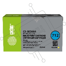 Картридж струйный Cactus CS-3ED69A 712 жёлтый (29 мл) для HP DJ T230/630
