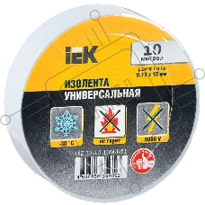 Изолента ПВХ 0.13х15мм (рул.10м) бел. ИЭК UIZ-13-10-10M-K01