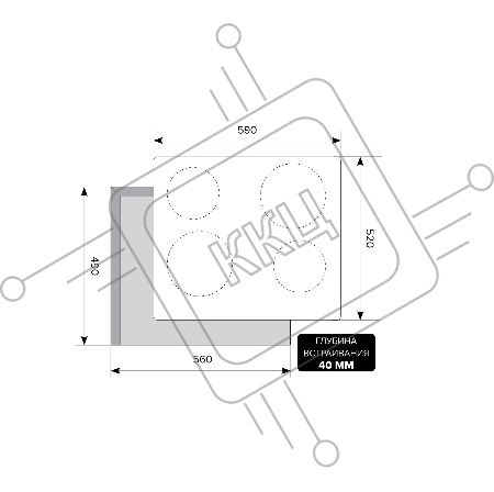 Панель варочная LEX EVH 640 BL  6000Вт 4конф. стеклокерамика