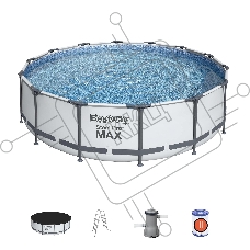 56950 BW, Bestway, Каркасный бассейн Steel Pro Max 427х107см, 13030л, фил.-насос 3028л/ч, лестница, тент, уп.1
