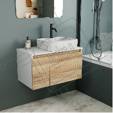 Комплект: тумба Bau Dream Blackwood 80, раковина прямоугольная BAU Cerama 48х37, мрамор, смеситель Hotel Dream Black, черный матовый