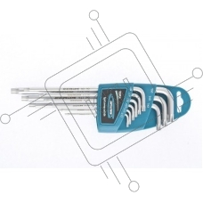 Набор ключей GROSS 16407имбусовых torx-tt 9шт: t10-t50 удлиненные s2 сатинированные