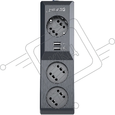 Сетевой фильтр Surge protector Pilot 3G 3xGP euro outlets, 10А/2.2кВа, 2xUSB, 3m, black