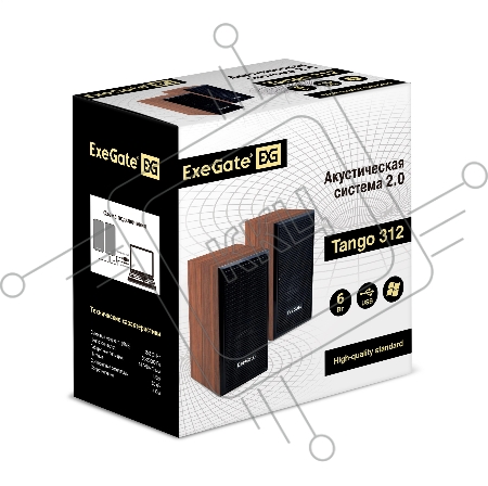 Акустическая система 2.0 ExeGate EX287058RUS Tango 312 (питание USB, 2х3Вт (6 Вт RMS), 80-20000Гц, светлое дерево)