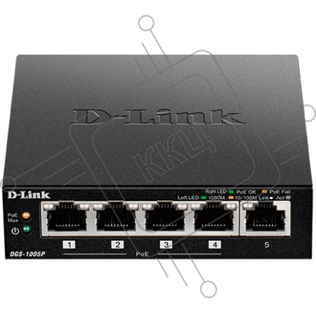 Коммутатор D-Link DGS-1005P/A1A Неуправляемый коммутатор с 5 портами 10/100/1000Base-T, функцией энергосбережения и поддержкой QoS (4 порта с поддержк