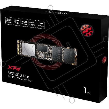 Накопитель SSD ADATA 1Tb M.2 SX8200 Pro <ASX8200PNP-1TT-C> (PCI-E 3.0 x4, up to 3500/3000Mbs, 3D TLC, NVMe, 22x80mm)