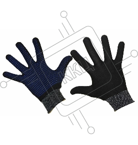 Перчатки нейлоновые с частичным покрытием ладони и пальцев «Точка» ПВХ черные
