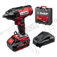 Гайковерт ЗУБР 18В, 1 АКБ (4Ач), в кейсе, ударный. ГУЛ-255-41