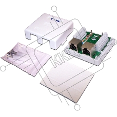 Настенная розетка, 2 порта RJ-45 категории 5е, STP, белая