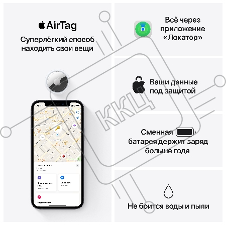 Трекер Apple AirTag (1 Pack), Model A2187 (MX532RUA)