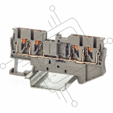 Клемма проходная VPR-2.5-QUATTRO-GY, зажим push-in, 4 точки подключения, 2.5 кв.мм, серый