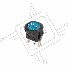 Выключатель клавишный круглый 250V 3А (3с) ON-OFF синий  с подсветкой  Micro  REXANT