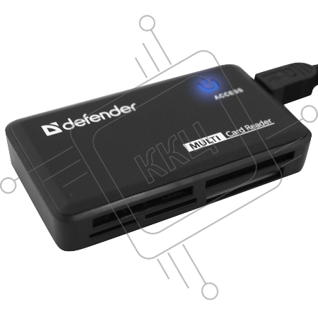 Кардридер Defender  OPTIMUS, до 4 типов карт одновременно + кабель USB 2.0 A(M) - MiniB (M) длина 1 м.