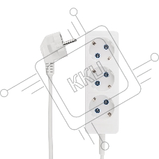 Удлинитель PROconnect 3 гнезда, 3 м, 3х0.75 мм², с/з, белый