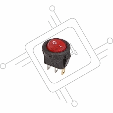 Выключатель клавишный круглый 250V 3А (3с) ON-OFF красный  с подсветкой  Micro  REXANT