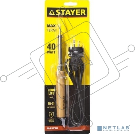 Паяльник STAYER 55310-40  master с деревянной рукояткой и долговечным жалом 40Вт конус