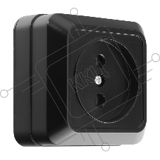 Розетка 2П открытой установки IP20 10А 250В (керамика) черная  Альфа General