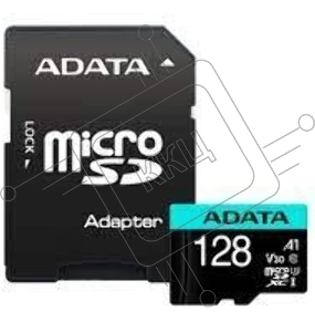 Карта памяти MICRO SDXC 128GB W/AD. AUSDX128GUI3V30SA2-RA1 ADATA