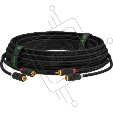 Кабель Greenconnect GCR-53116 5.0m аудио 2 х RCA / 2 х RCA , GOLD, черный