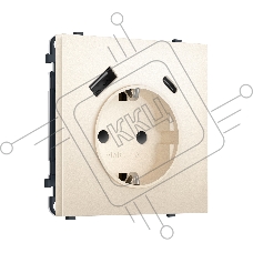 Комплект механизма электрической розетки SIGMA Жемчужно-кремовый 2USB A+C 20W (быст. зар.) с/з с/ш 16A-250V QUANT PRO (SP2500, PR160)