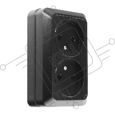 Розетка двойная 2П открытой установки IP20 10А 250В (керамика) черная  Альфа General