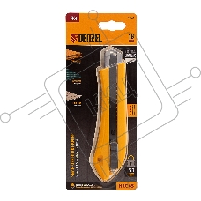 Нож, 18 мм, сменное лезвие, SK4, метал. направляющая, нажимной фиксатор Denzel