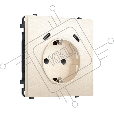 Комплект механизма электрической розетки SIGMA Жемчужно-кремовый 2USB С+C 20W (быст. зар.) с/з с/ш 16A-250V QUANT PRO (SP2505, PR165)
