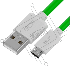 Кабель GCR QC 1.0m MicroUSB, быстрая зарядка, зеленый TPE, белые коннекторы, 28/22 AWG, GCR-52483