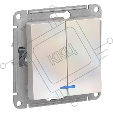 Механизм выключателя 2-кл. ATLAS DESIGN с подсветкой (сх.5а) 10АХ жемчуг SchE ATN000453