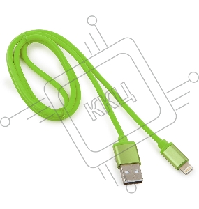 Кабель Cablexpert для Apple CC-S-APUSB01Gn-1M, AM/Lightning, серия Silver, длина 1м, зеленый, блистер 