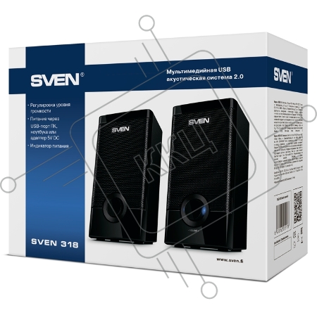 Колонки SVEN 318 черный {USB-порт ПК, ноутбука или адаптер 5V DC}