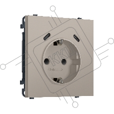 Комплект механизма электрической розетки SIGMA Серо-бежевый матовый 2USB С+C 20W (быст. зар.) с/з с/ш 16A-250V QUANT PRO (SP3705, PR165)